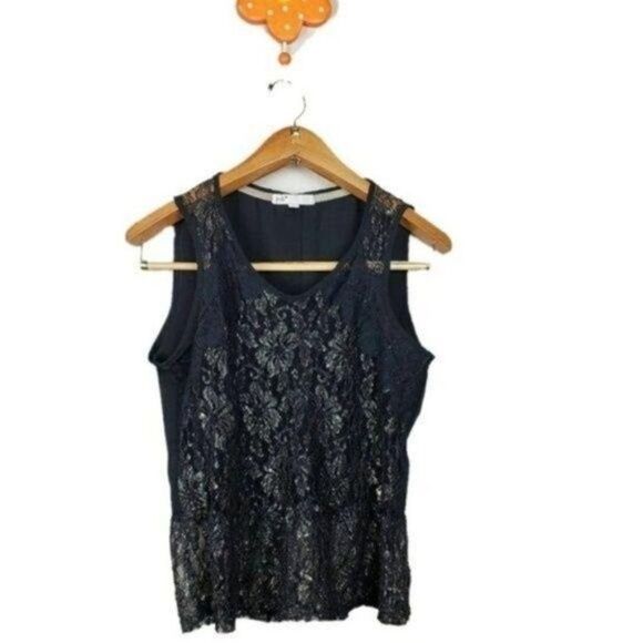 Jolt Tops - Jolt black peplum lace tank top size Medium
